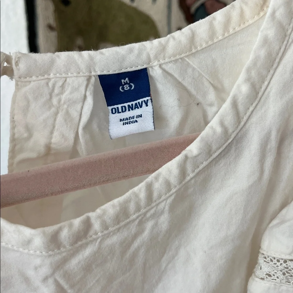 GAP + Old Navy Girls 8 White Eyelet Ruffle Sleeve Blouses
